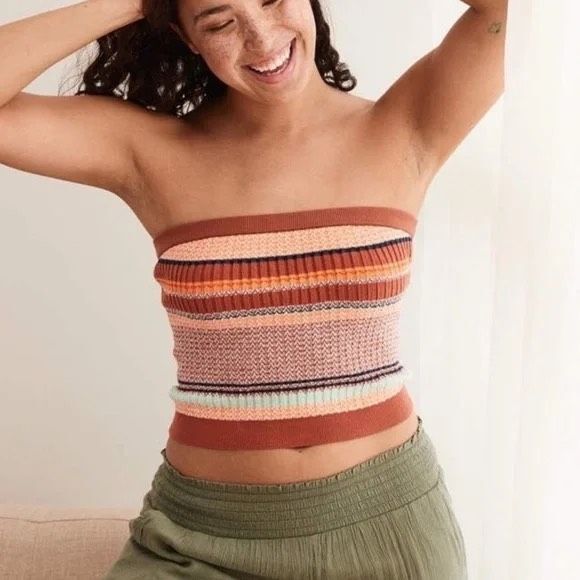 Aerie Knit Striped Tube Top Size Medium Boho Striped - Picture 1 of 5